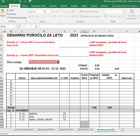 Na voljo nov FADN obrazec v excelu za leto 2023