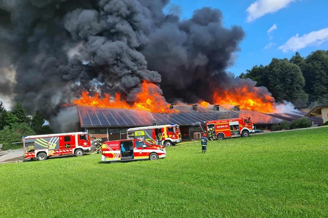 Požar na kmetiji Mis (foto: občina Medvode)